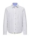 Moncler Cotton Blend Reversible Crescent Down Shirt In Blue