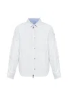 Moncler Cotton Blend Reversible Crescent Down Shirt In Blue