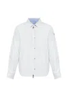 Moncler Cotton Blend Reversible Crescent Down Shirt In Blue