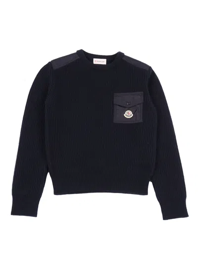 Moncler Kids' Crew Neck In Blue