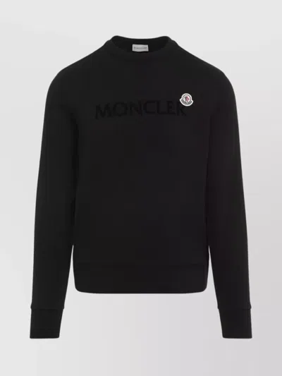 Moncler Crew Neck Cotton Pullover In Black