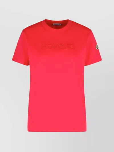 Moncler Crew Neck Cotton T-shirt In Red