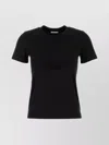 Moncler Women Black T-shirt With Rhinestone Logo In Cotton Woman In Black