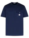 Moncler Crew Neck Cotton T-shirt In Blue