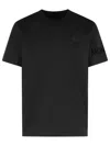 Moncler Crew Neck Cotton T-shirt With Tone-on-tone Logo Details In Black