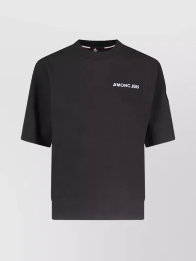 MONCLER CREW NECK EMBROIDERED PATCH RIBBED HEM