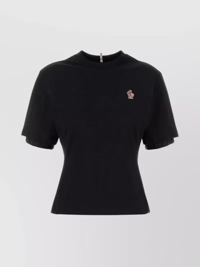 Moncler Crew Neck Fitted Silhouette Short Sleeves Top In 999