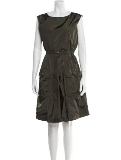 Pre-owned Moncler Crew Neck Knee-length Dress In Green