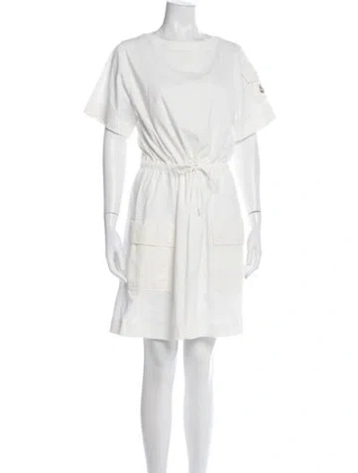 Pre-owned Moncler Crew Neck Knee-length Dress W/ Tags In White