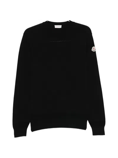 Moncler Crewneck Sweater In Black Cotton