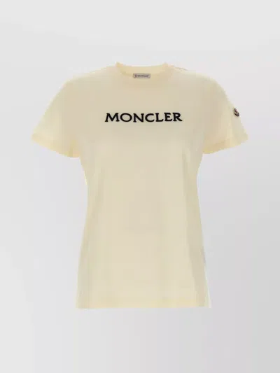 Moncler Beige Logo Embroidery T-shirt