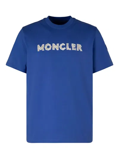 Moncler Crew-neck Logo T-shirt In Blue