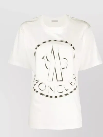 Moncler Crew Neck Logo T-shirt Straight Hem In White