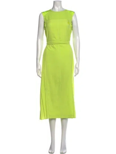 Pre-owned Moncler Crew Neck Long Dress In Green