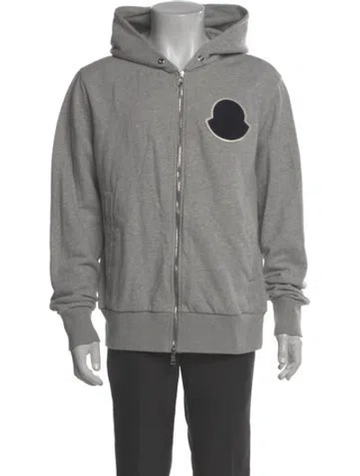 Pre-owned Moncler Crew Neck Long Sleeve Hoodie In Gray