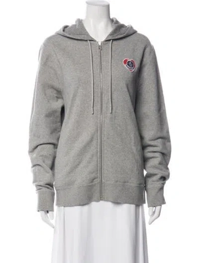 Pre-owned Moncler Crew Neck Long Sleeve Hoodie In Grey
