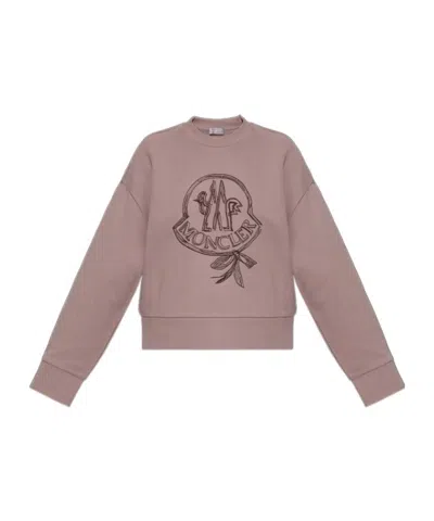 Moncler Crew Neck Long-sleeved Sweatshirt In Brown