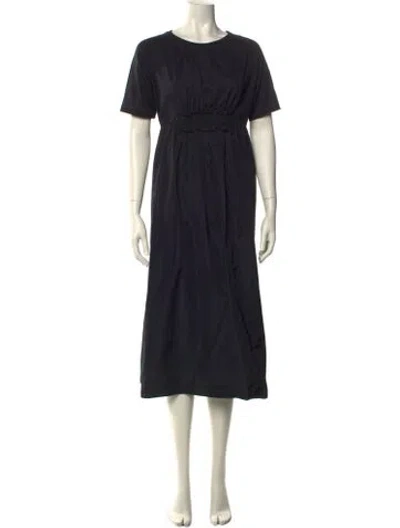Pre-owned Moncler Crew Neck Midi Length Dress In Black