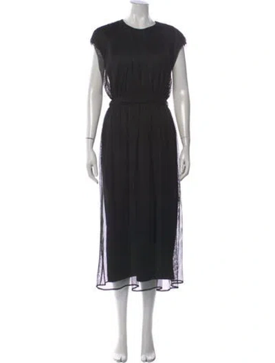 Pre-owned Moncler Crew Neck Midi Length Dress In Black