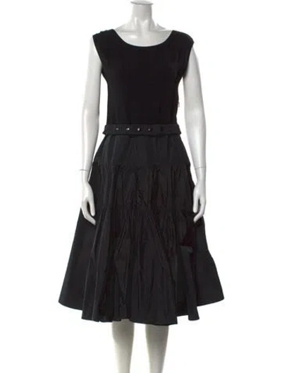 Pre-owned Moncler Crew Neck Midi Length Dress In Black