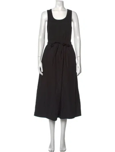 Pre-owned Moncler Crew Neck Midi Length Dress In Black/blue