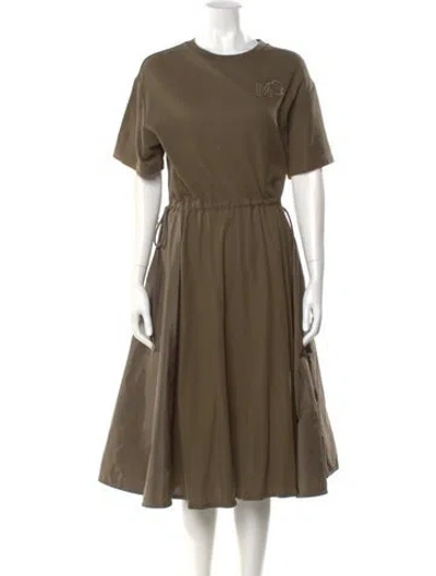 Pre-owned Moncler Crew Neck Midi Length Dress In Green