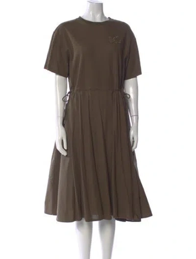 Pre-owned Moncler Crew Neck Midi Length Dress In Green