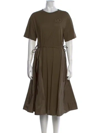 Pre-owned Moncler Crew Neck Midi Length Dress In Green
