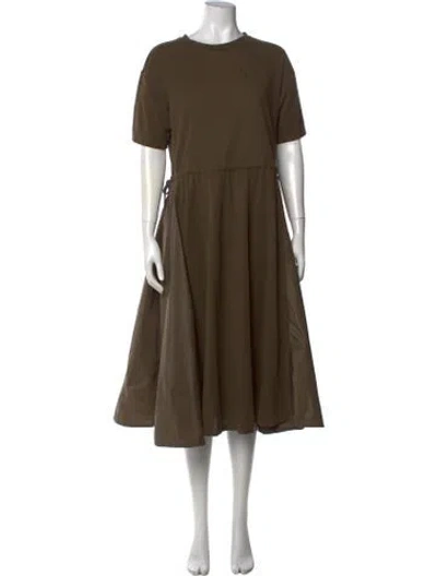 Pre-owned Moncler Crew Neck Midi Length Dress In Green