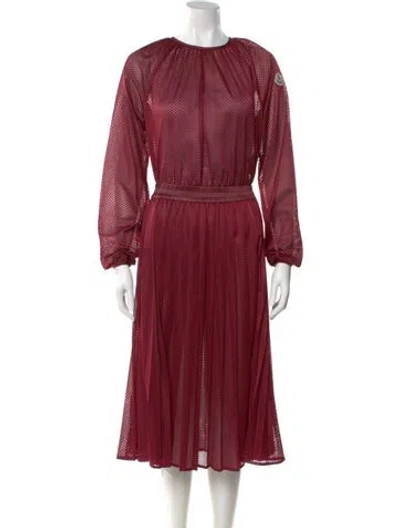 Pre-owned Moncler Crew Neck Midi Length Dress In Red