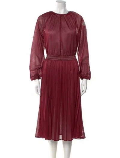 Pre-owned Moncler Crew Neck Midi Length Dress In Red