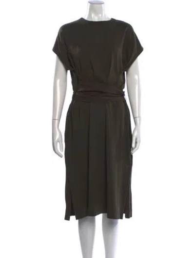 Pre-owned Moncler Crew Neck Midi Length Dress W/ Tags In Green