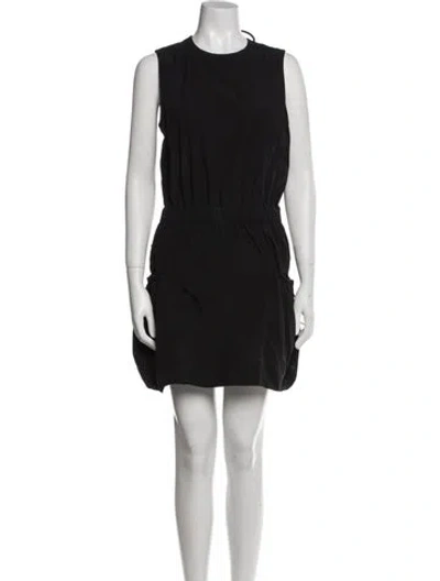 Pre-owned Moncler Crew Neck Mini Dress In Black
