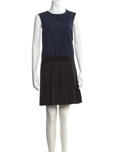 Pre-owned Moncler Crew Neck Mini Dress In Black