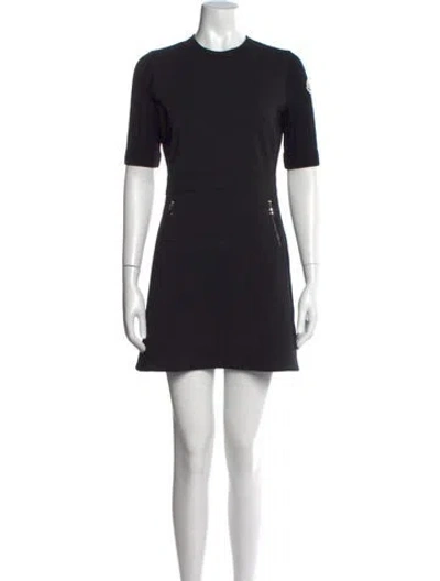 Pre-owned Moncler Crew Neck Mini Dress In Black