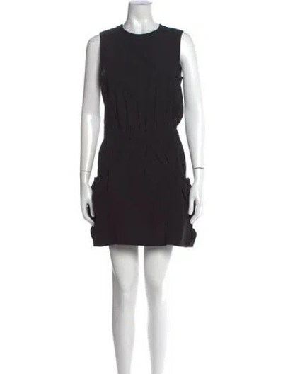 Pre-owned Moncler Crew Neck Mini Dress In Black