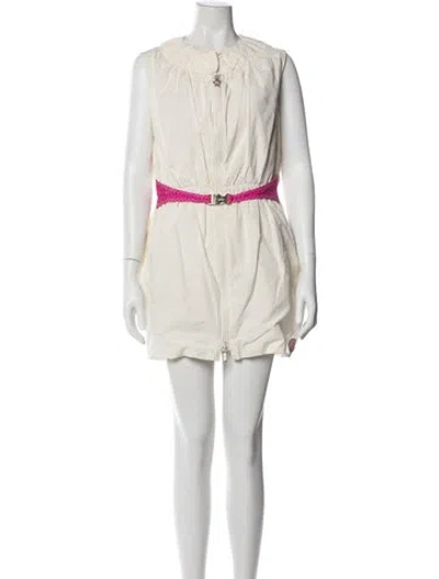 Pre-owned Moncler Crew Neck Mini Dress In Neutral