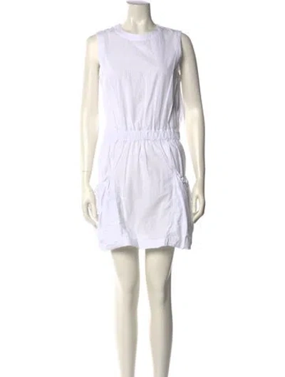 Pre-owned Moncler Crew Neck Mini Dress In White