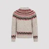 Moncler Jacquard Wool Blend Sweater With Geometric Pattern In Neutral