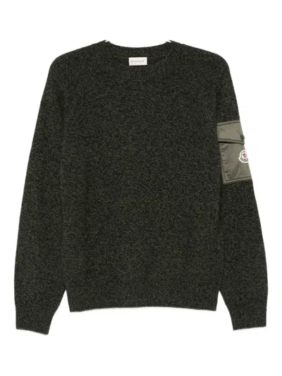 Moncler Wool And Cashmere Jumper With Patch Pocket In Gray
