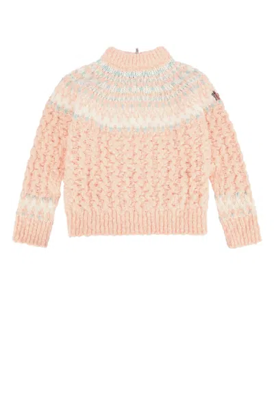 Moncler Kids' Fair Isle Crew Neck Top In Pink