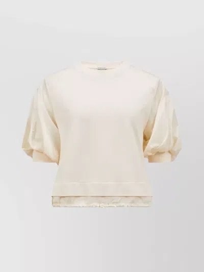 Moncler Crew Neck Puff Sleeve Nylon Top