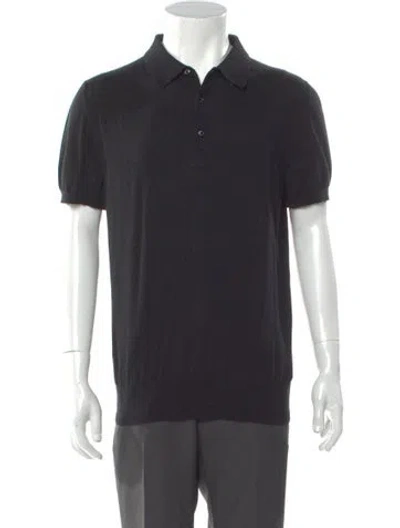 Pre-owned Moncler Crew Neck Short Sleeve Polo Shirt In Black