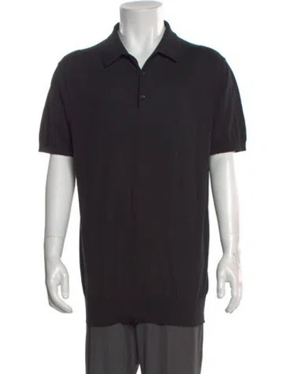 Pre-owned Moncler Crew Neck Short Sleeve Polo Shirt In Black