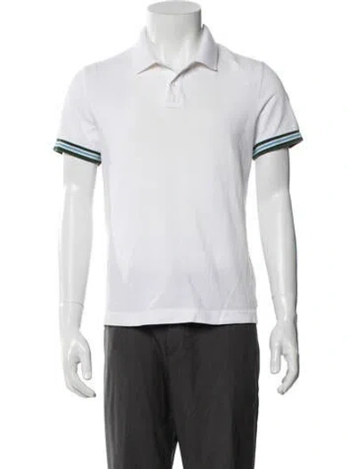 Pre-owned Moncler Crew Neck Short Sleeve Polo Shirt In White