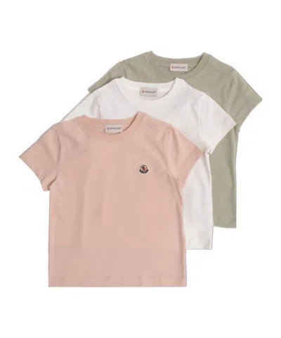 Moncler Kids' Crew Neck Short Sleeve T-shirt Three-pack In Multi