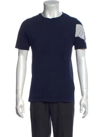 Pre-owned Moncler Crew Neck Short Sleeve T-shirt In Blue