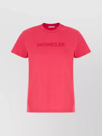 Moncler Crew Neck Short Sleeves Cotton T-shirt In Purple