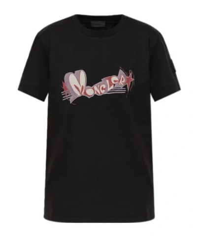 Moncler Crew Neck Short-sleeved T-shirt In Black