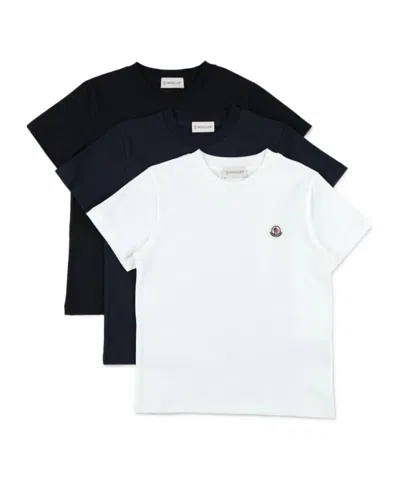 Moncler Crew Neck Short-sleeved T-shirt Three-piece Set In White